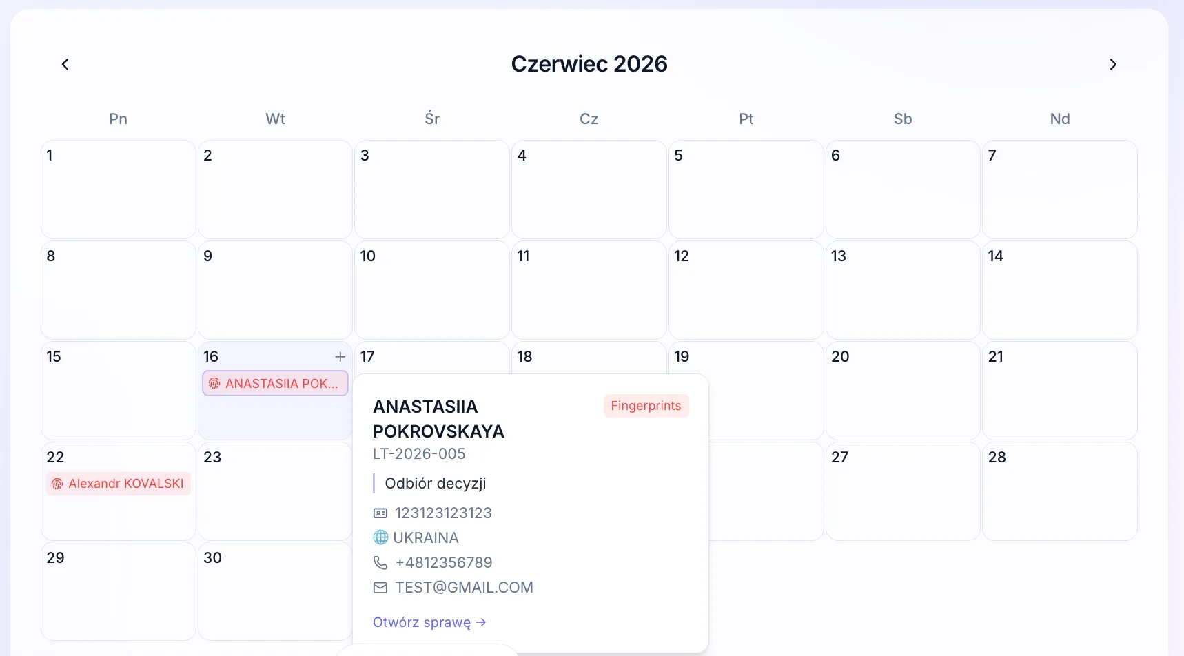 Terminarz Sprawa — kalendarz terminów ustawowych i wizyt w urzędach wojewódzkich